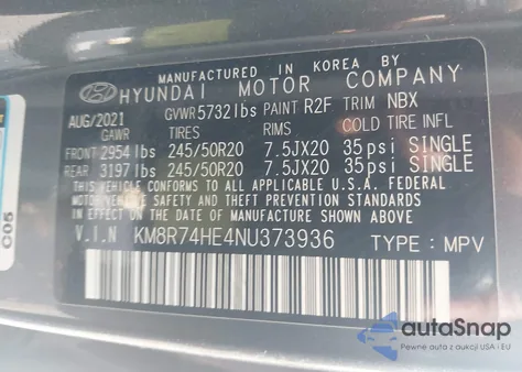 2022 Hyundai Palisade Calligraphy from USA, damaged, VIN KM8R74HE4NU373936